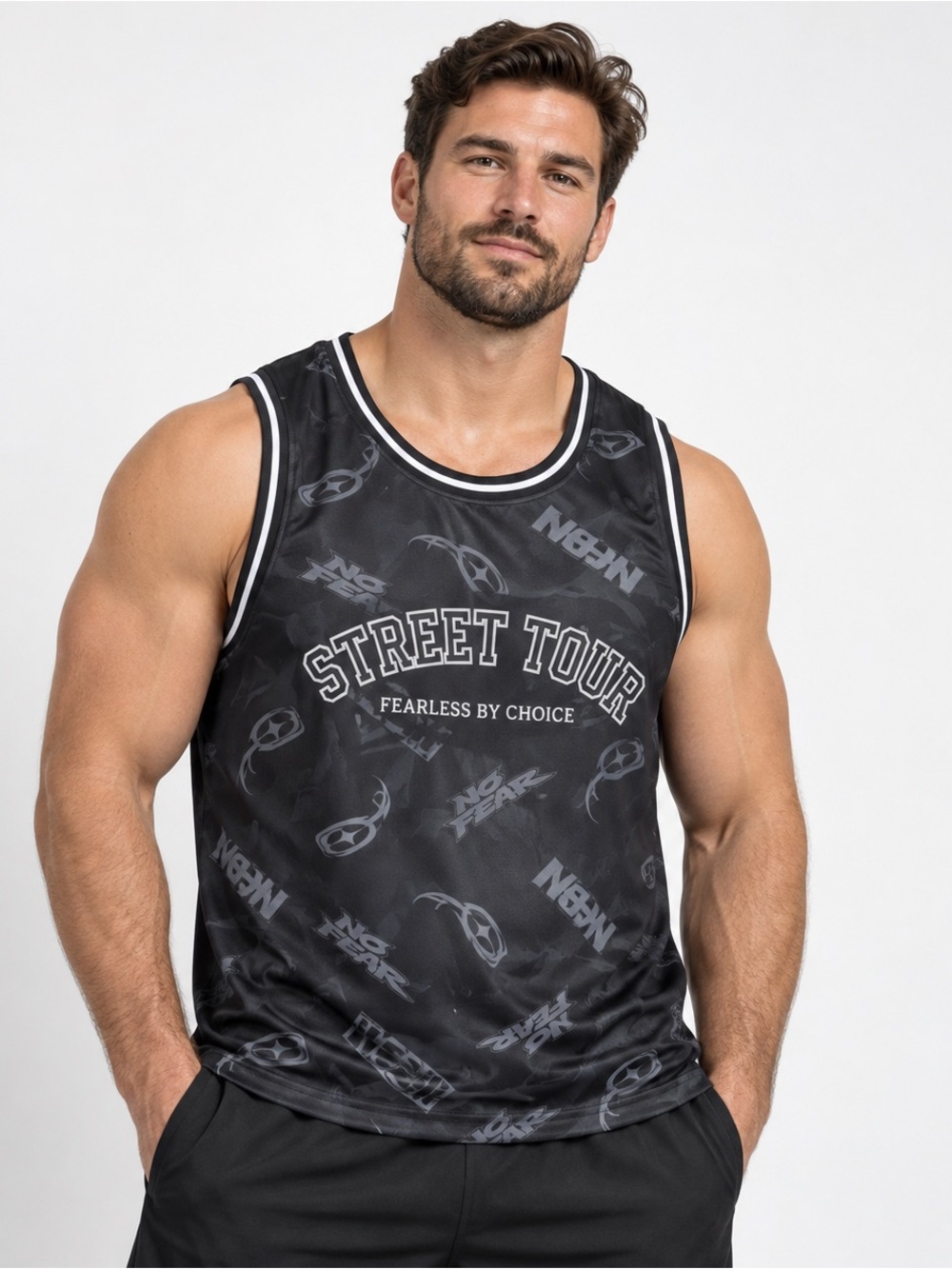 No Fear Shirt Black Sleeveless Tank V-Neck Street Tour Mens XL Black